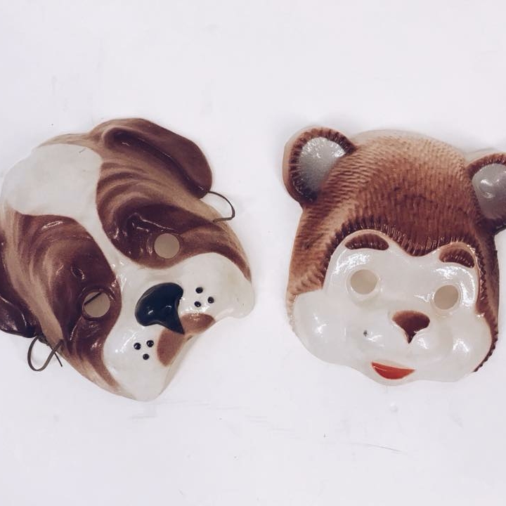Маска новорічна Ведмідь/Пес пластик вінтаж