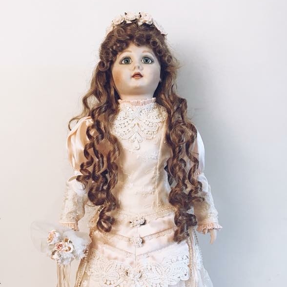 Лялька колекційна Наречена порцеляна/текстиль вінтаж 11