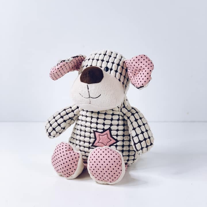 М'яка іграшка Собака беж/рожевий текстиль