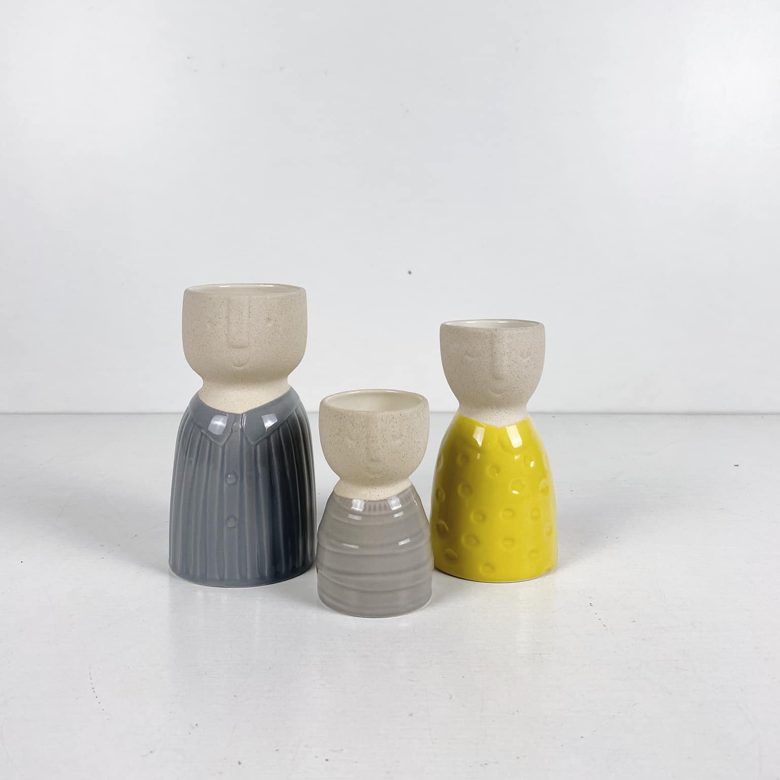 Ваза-лялька кераміка сіра/жовта/беж VA-437