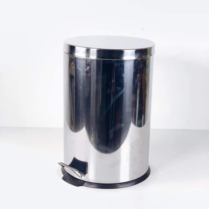 Відро для сміття з кришкою та педалькою нерж сталь/пластик