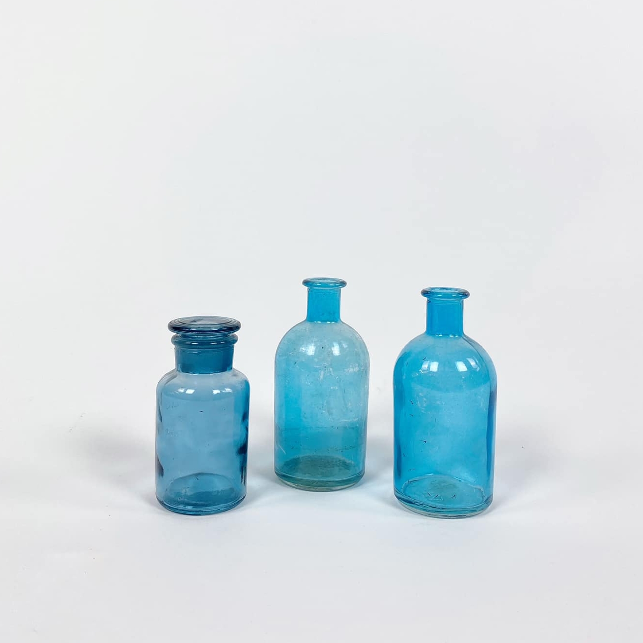 Пляшка аптечна/банка аптечна блакитне скло KF-090