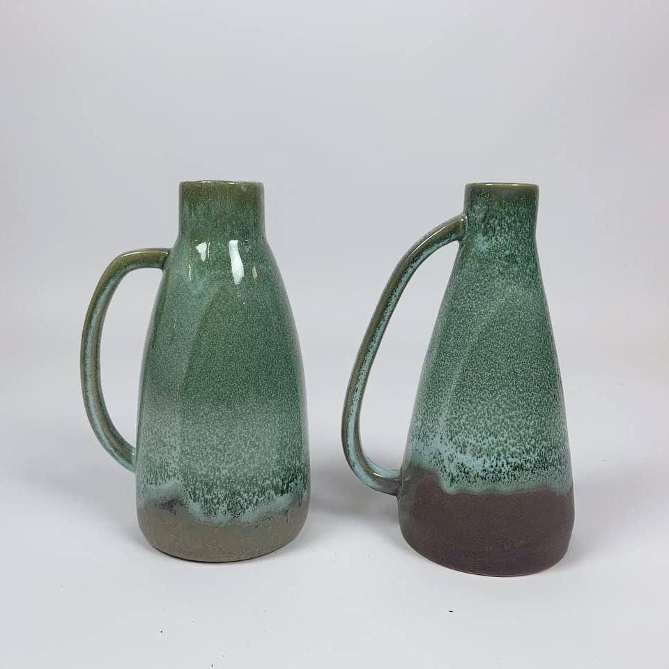 Ваза-глечик зелена полива кераміка VA-443