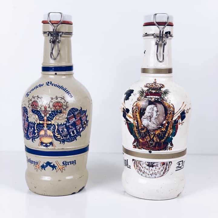 Пляшка мальована з кришкою-кліпсою кераміка вінтаж KF-092