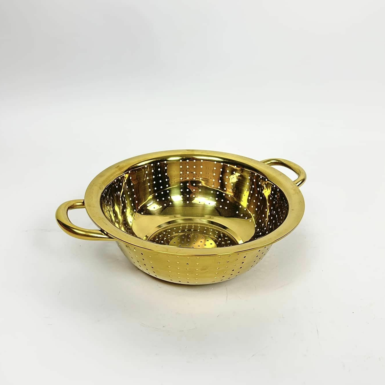 Друшляк з 2-ручками метал золото KH-222