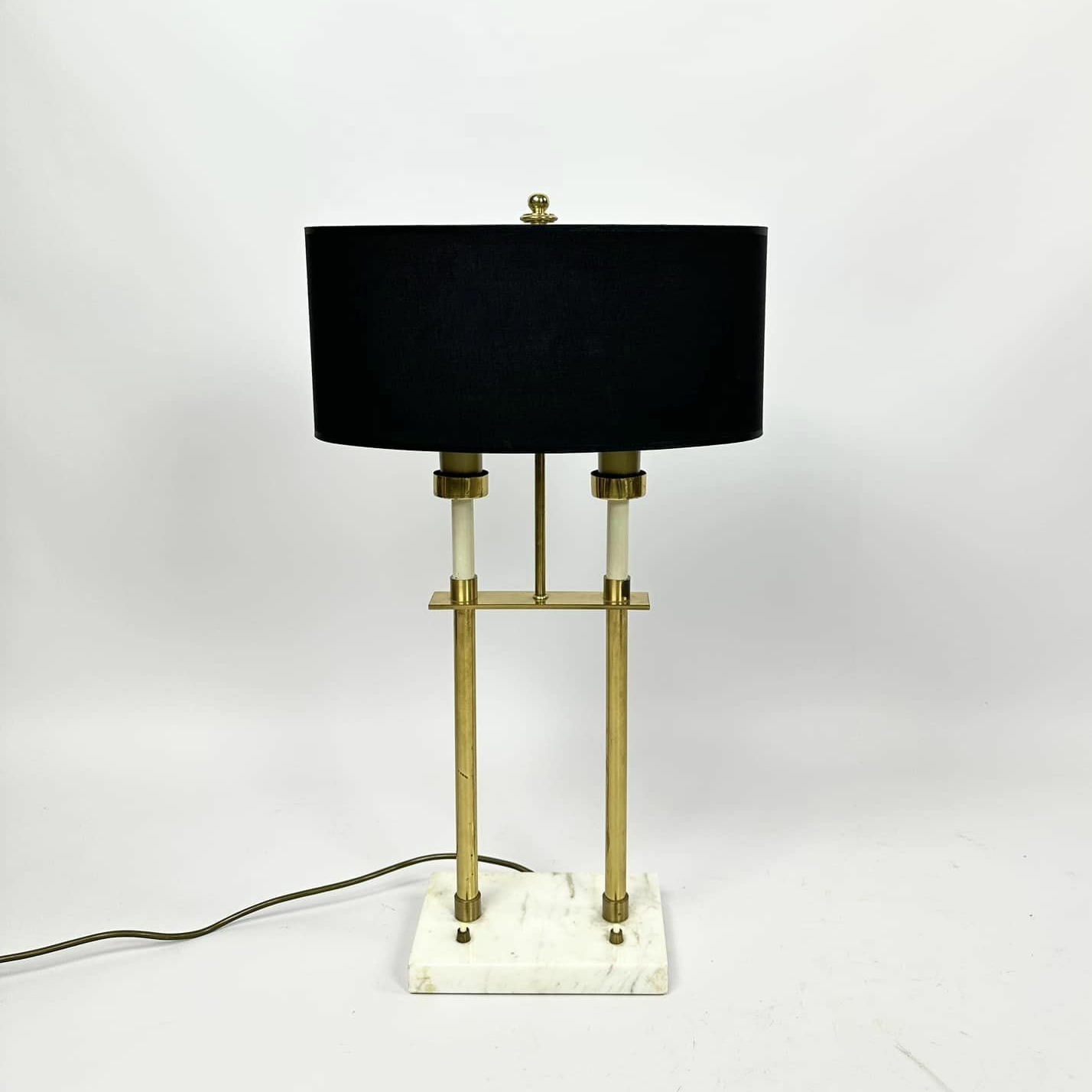 Лампа настільна латунь/мармур овальний абажур вінтаж LT-271