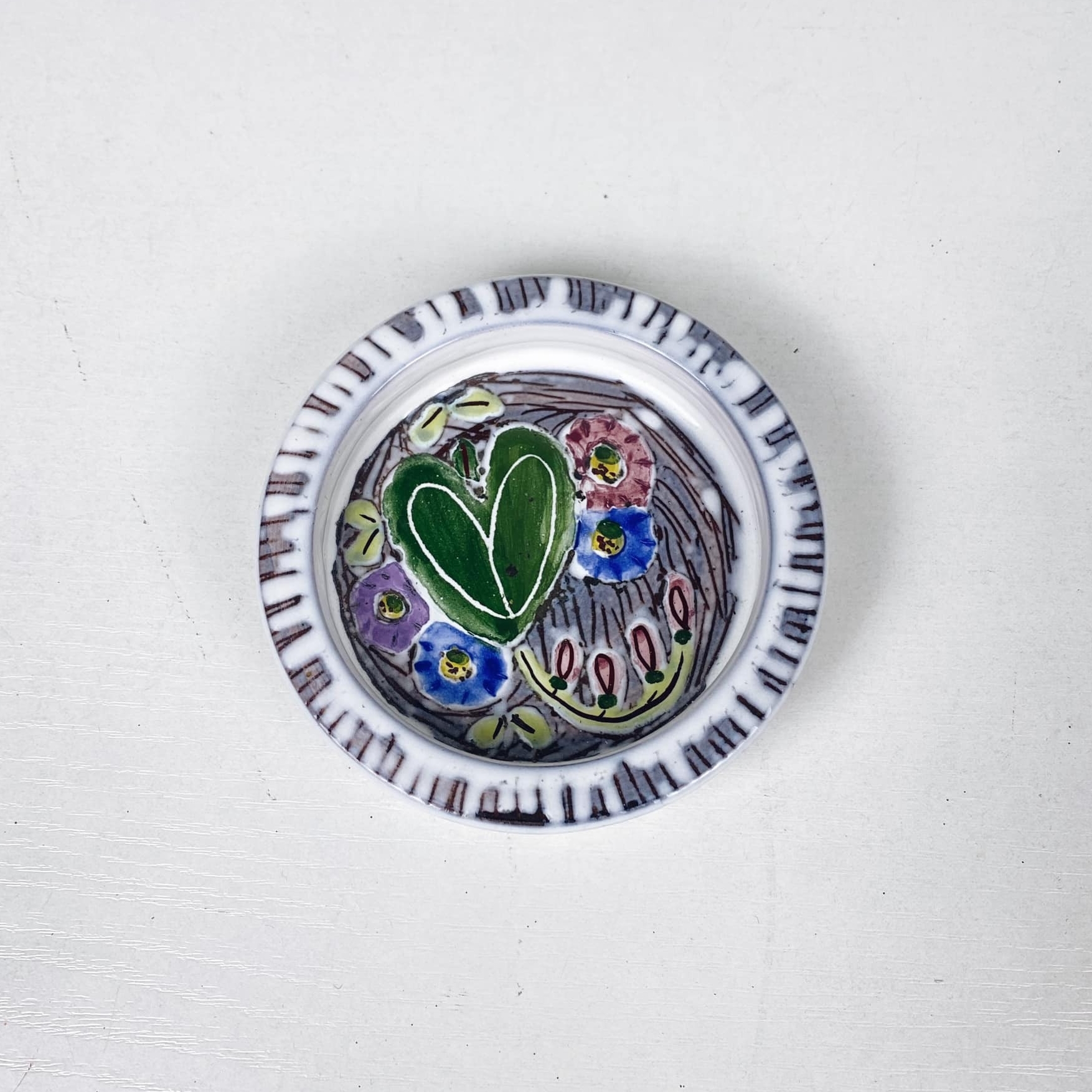 Тарілка декоративна мала Квітка кольорова кераміка вінтаж