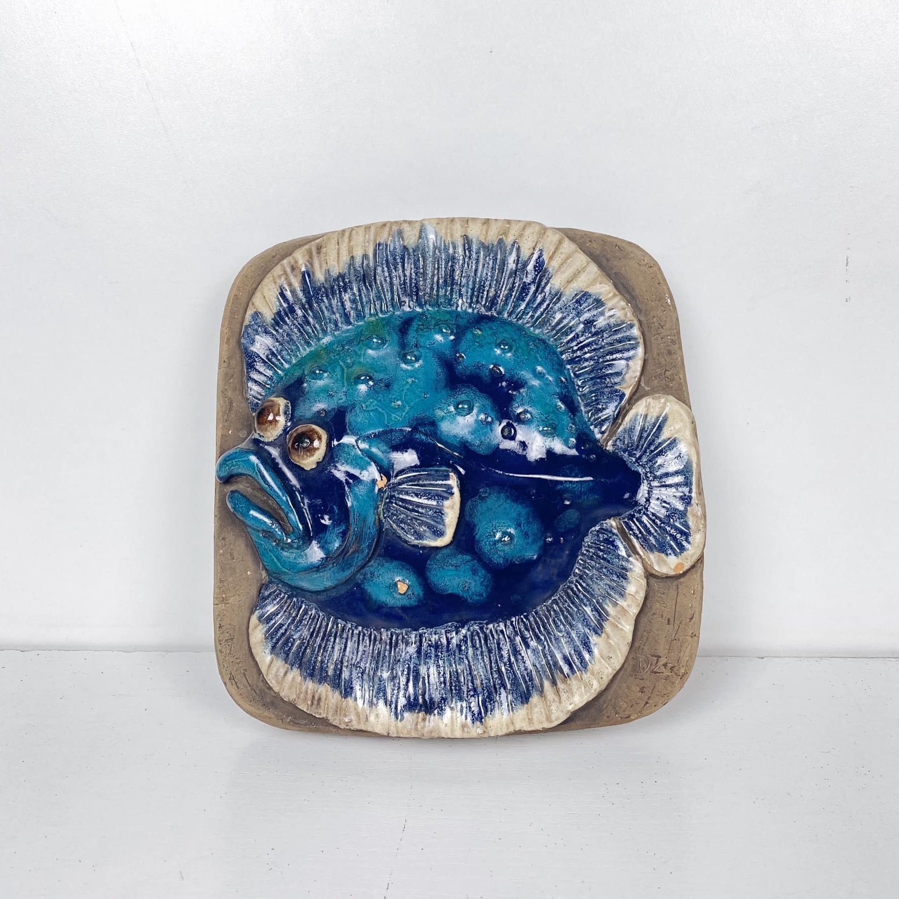 Панно декоративне Синя Риба кераміка вінтаж WD-095