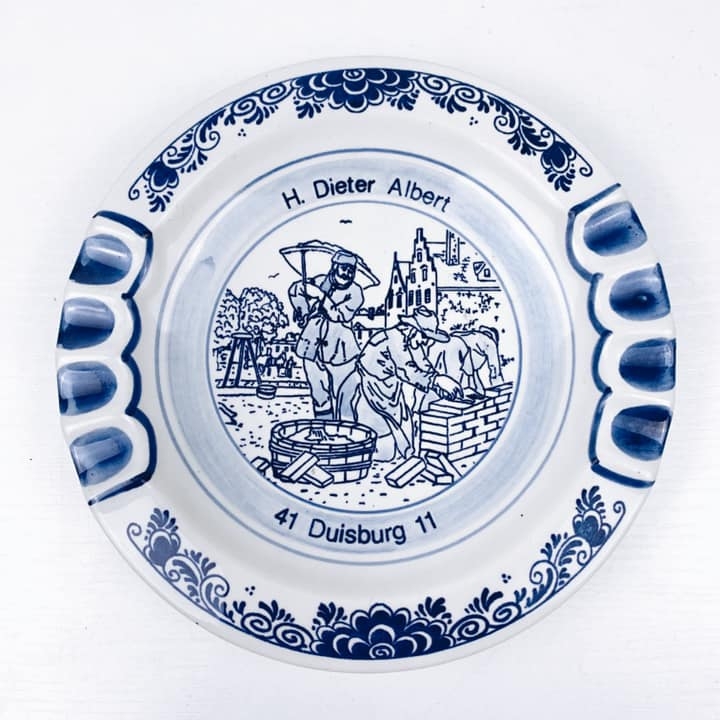 Попільничка синій розпис кераміка вінтаж