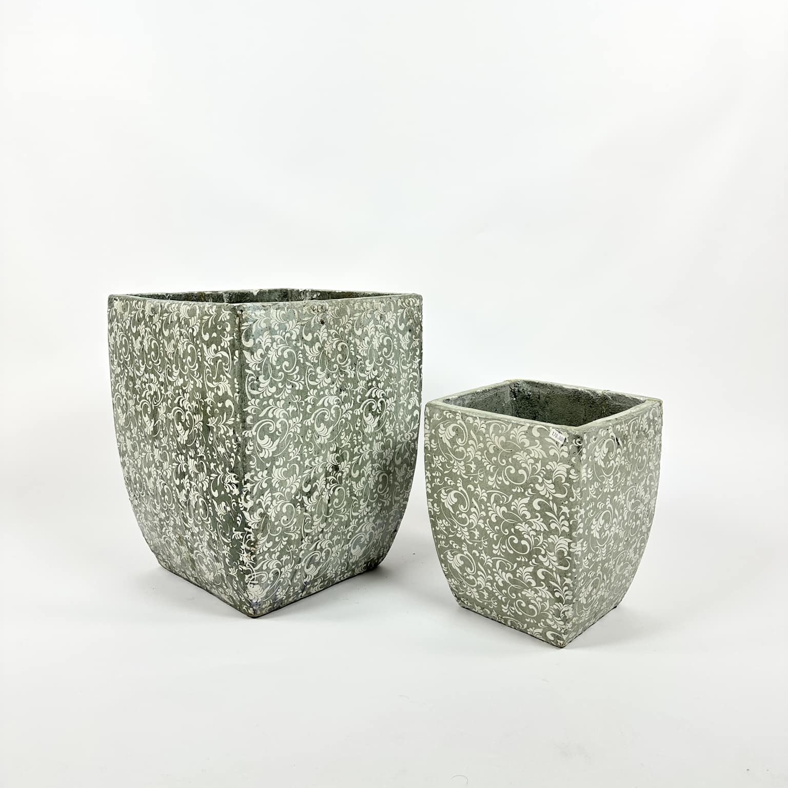 Кашпо для квітів з візерунками зелене кераміка