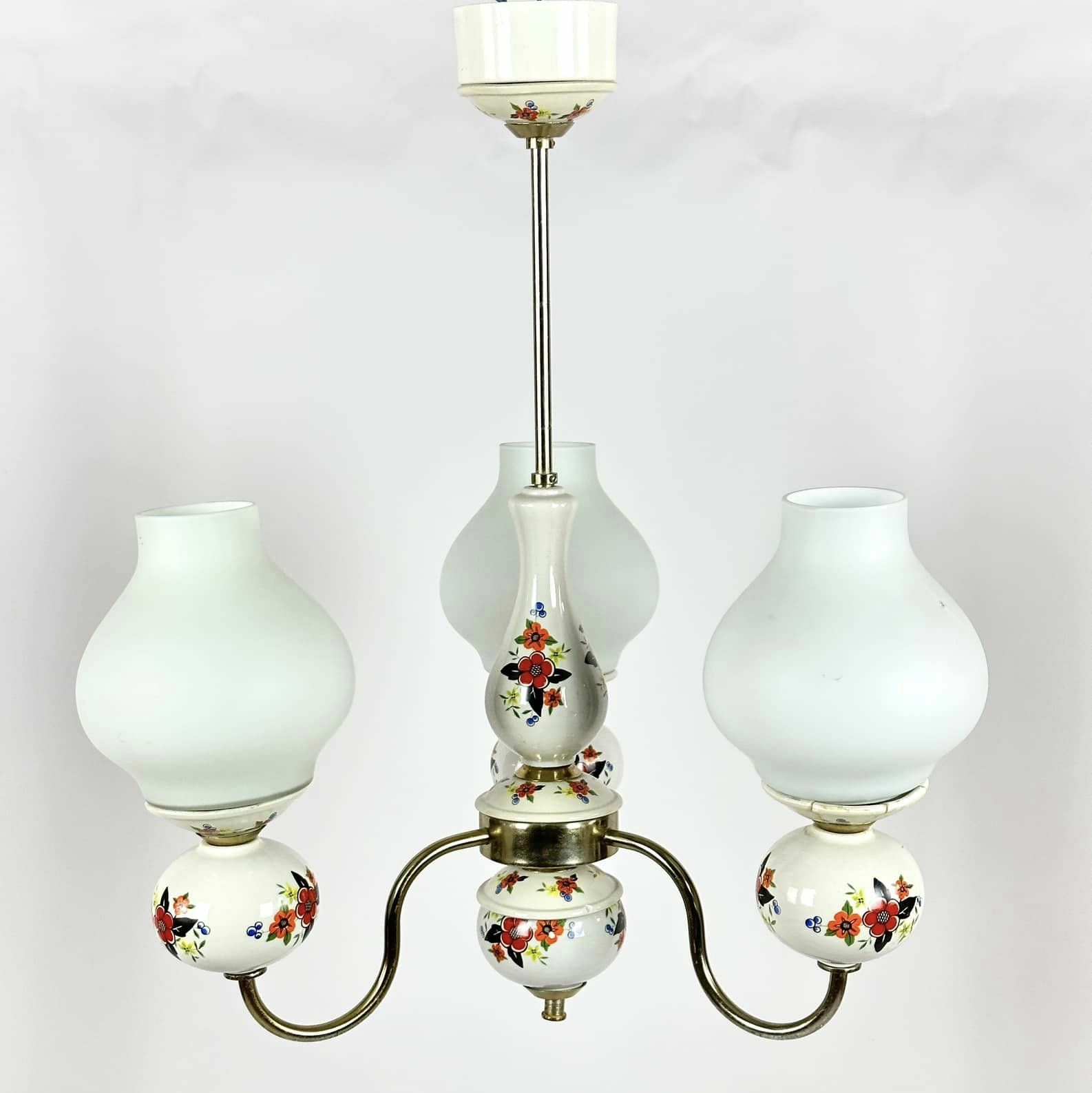 Люстра на три плафона кераміка/скло/метал вінтаж LS-051