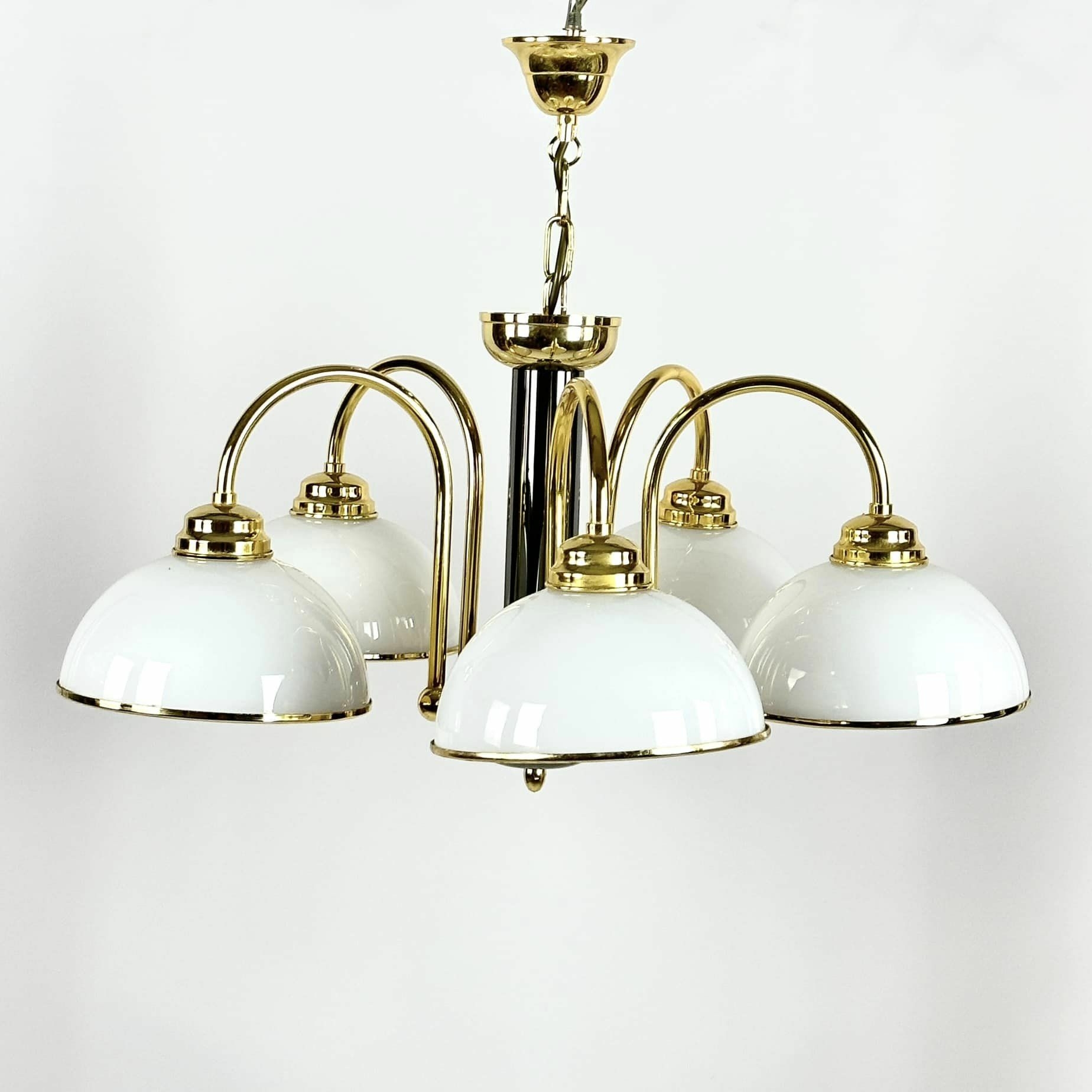 Люстра на 5 плафонів білий/чорний/золото вінтаж LS-052