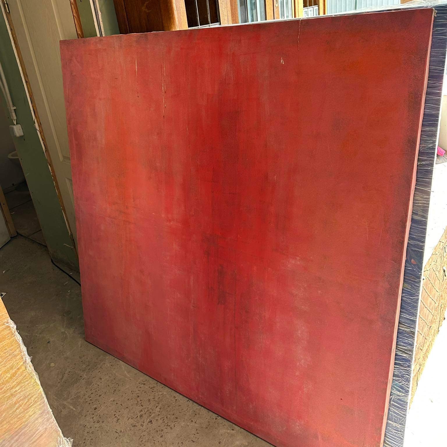 Живопис абстрактний червоний квадрат AR-870