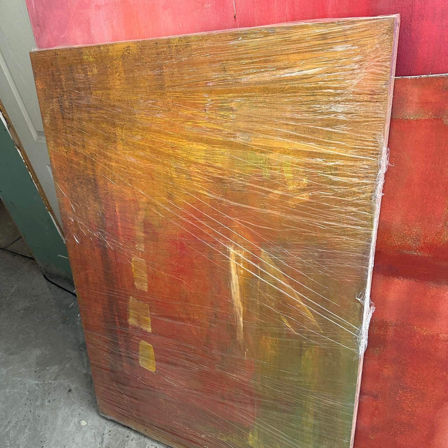 Живопис абстрактний червоний/охра AR-871