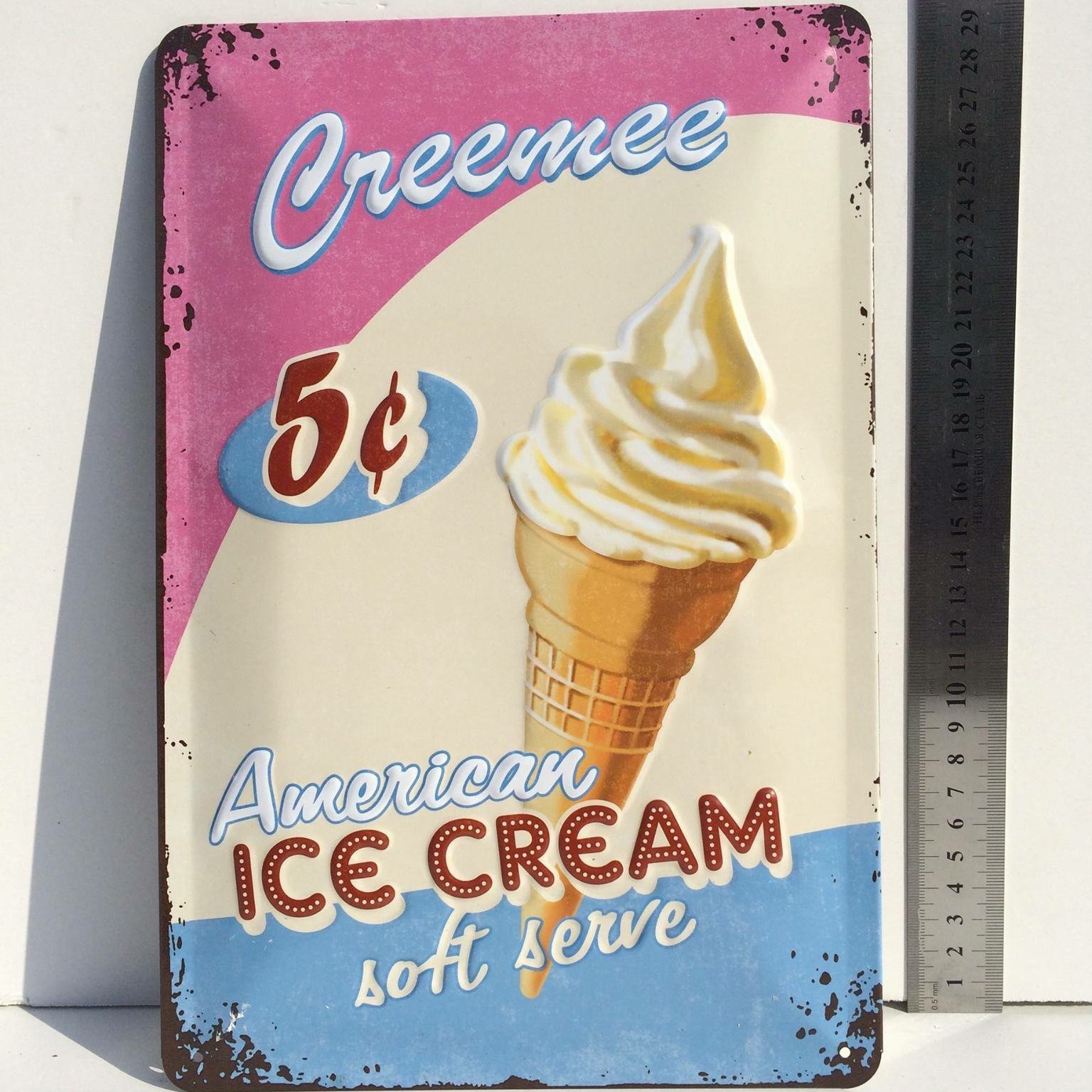 Металева рекламна рельєфна табличка Ice Cream AR-013