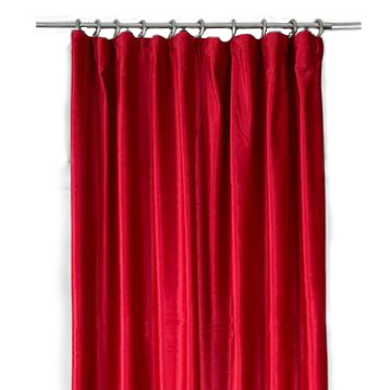 Штора червона велюр на тасьмі CR-036