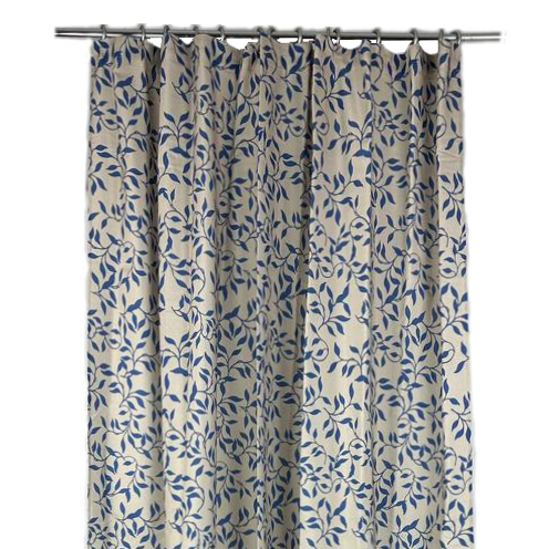 Штора бежева сині листочки на тасьмі CR-044