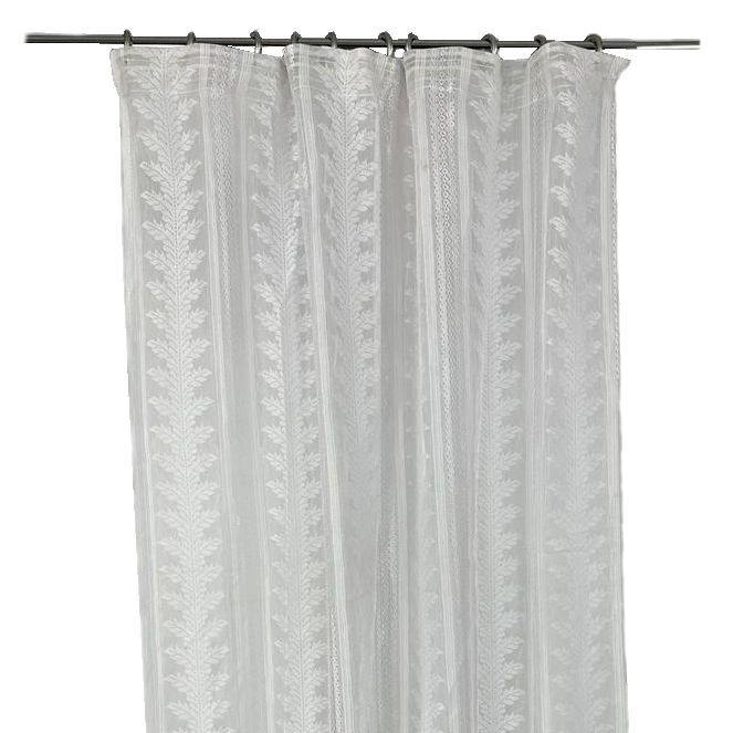 Тюль біла коротка гіпюр рослинні смуги на тасьмі CR-048