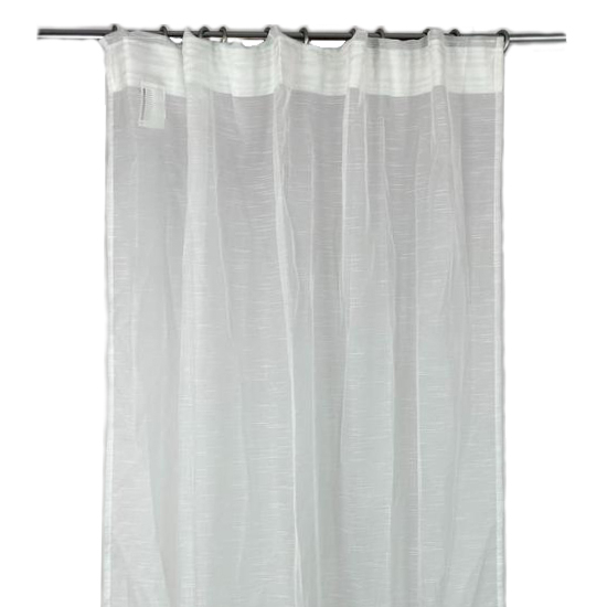 Тюль білий напівпрозорий на широкій тасьмі CR-052