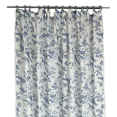 Штора біло-синя Пташки на квітучих гілках на тасьмі CR-055
