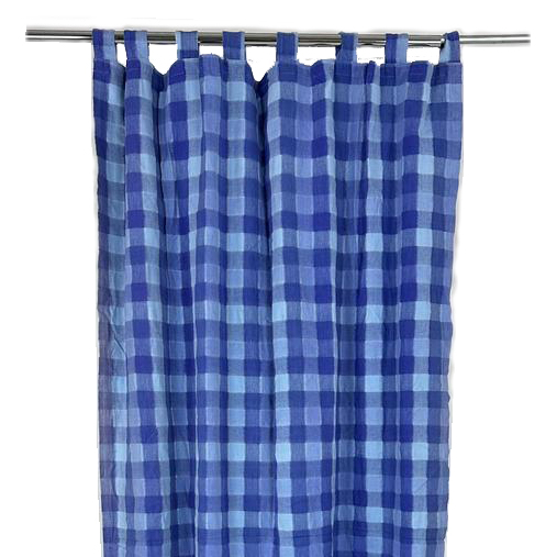 Штора в клітинку синьо-біла на петлях CR-071