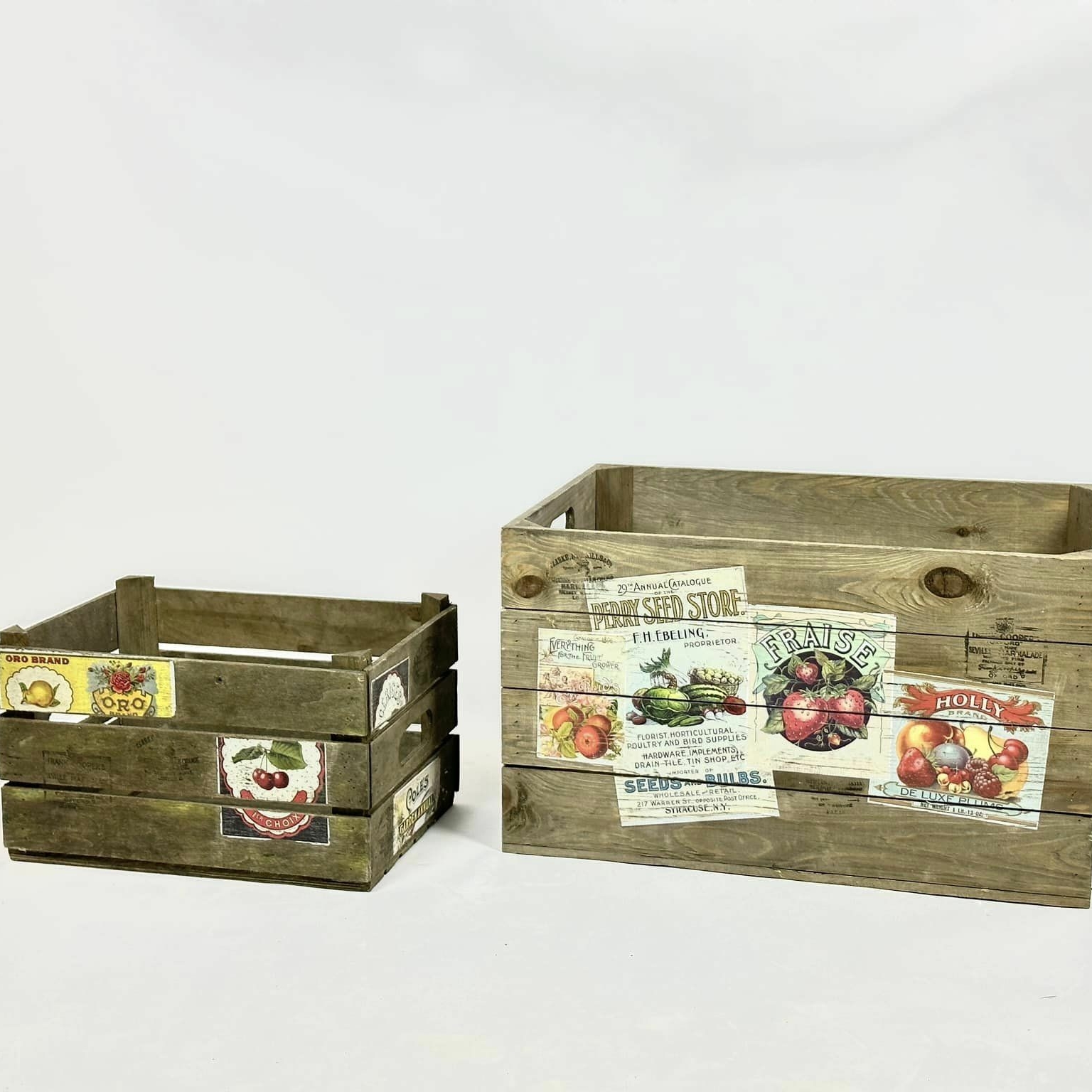 Ящик для фруктів малий/великий з етикетками вінтаж №24