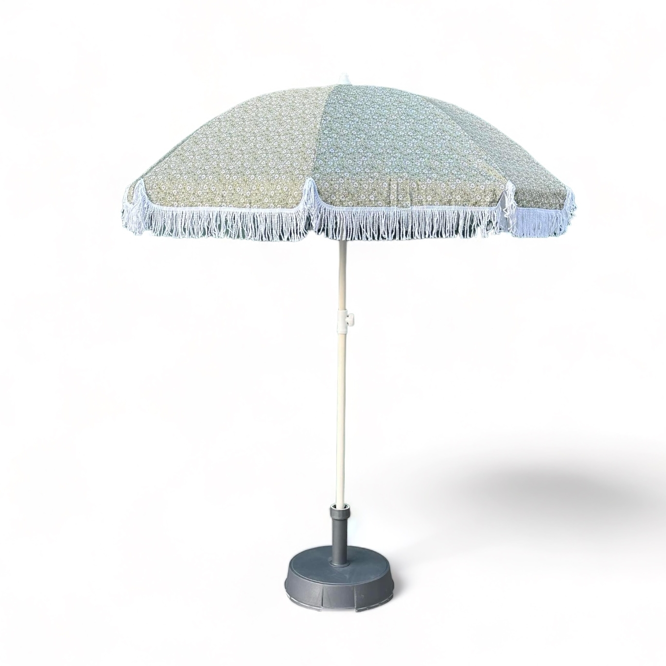 Парасоль від сонця зелені квіти у ретро стилі з китицями зі змінним кутом нахилу