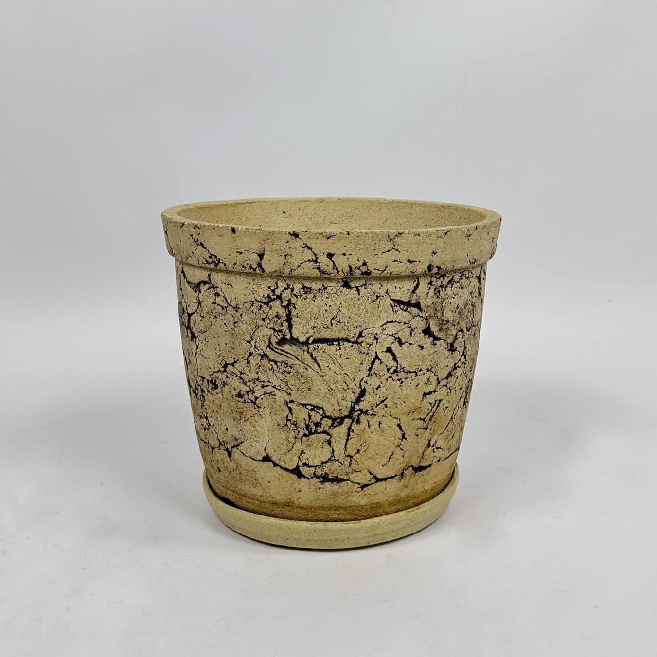 Кашпо-вазон великий з підставкою беж кераміка 1