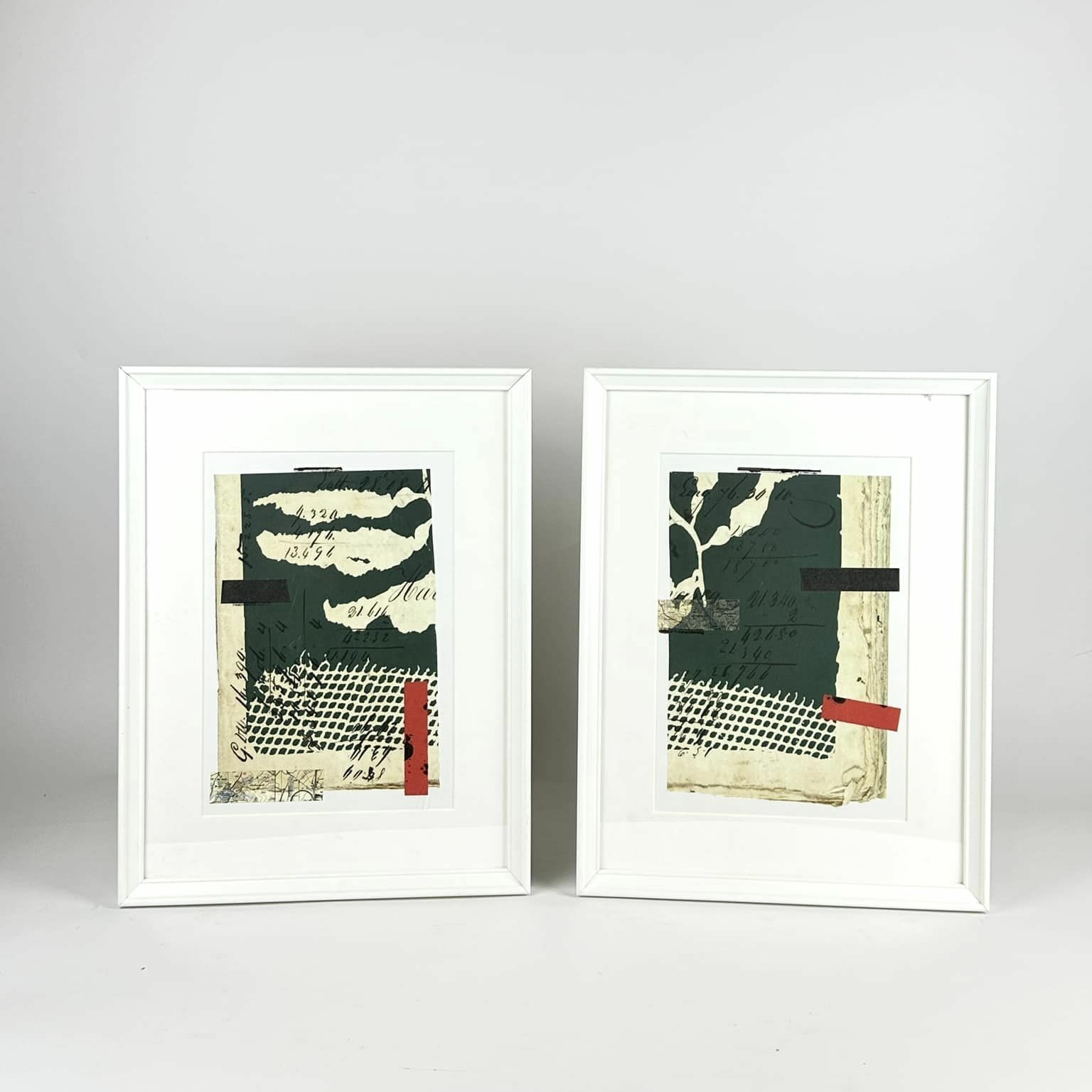 Колаж абстрактний т-зелений в рамці з паспарту AR-997