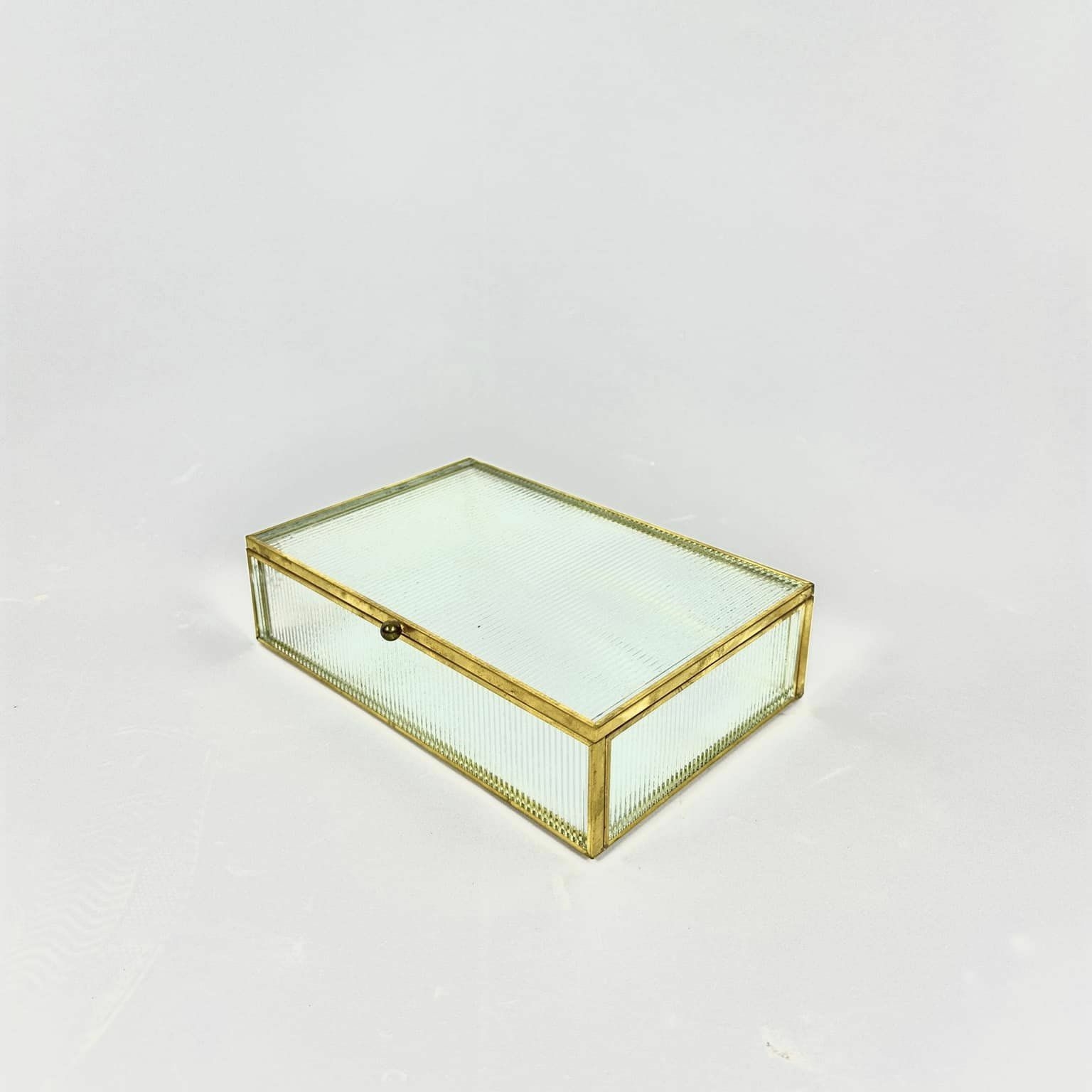 Шкатулка-флораріум рельєфне скло/метал золото BX-121