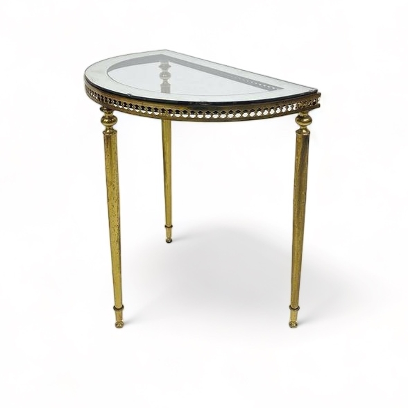 Кавовий столик-консоль латунь/скло вінтаж TB-611