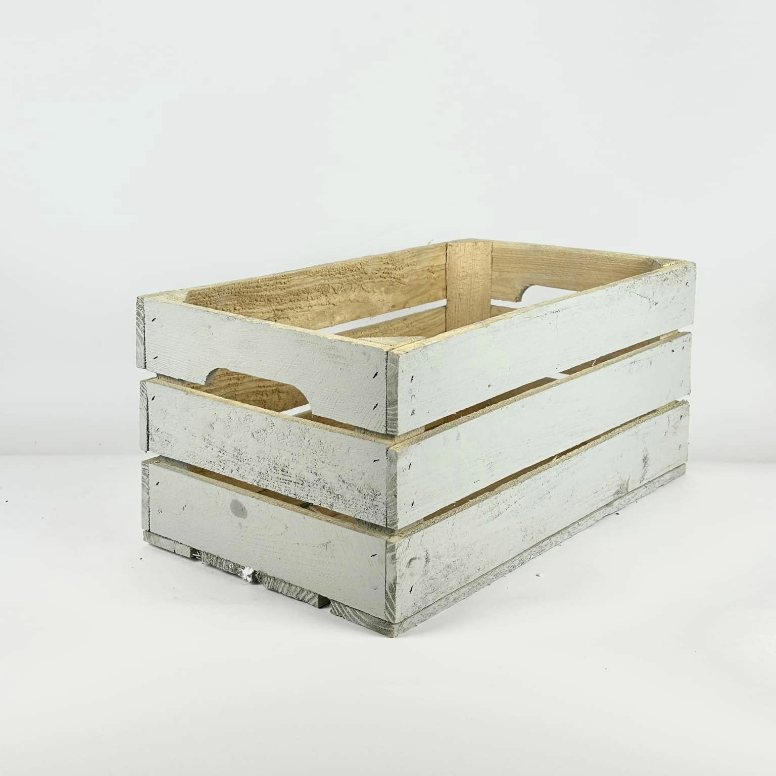 Ящик садовий з прорізними ручками св-дерево/фарбований св-сірий № 26