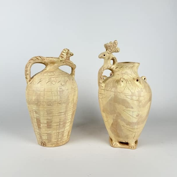 Глечик з коником/оленем етно авторська кераміка EN-121