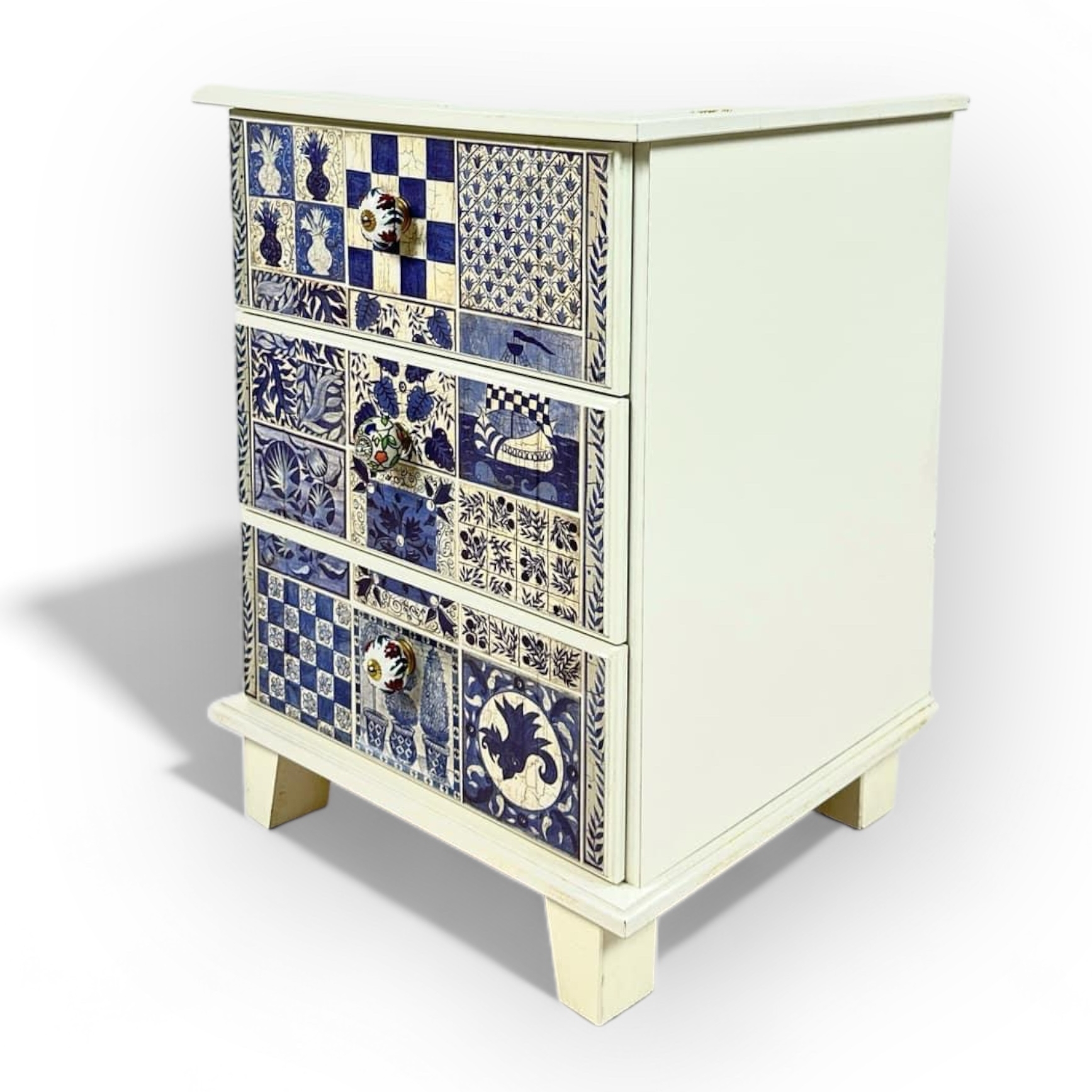 Тумба синьо-білі візерунки з 3 шухлядками CB-087