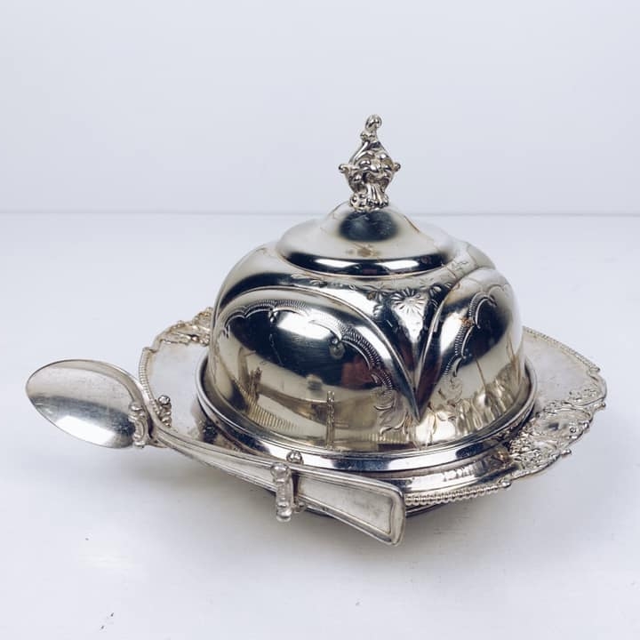 Ємність для джему/масла/ікри з кришкою сріблення вінтаж SA-041