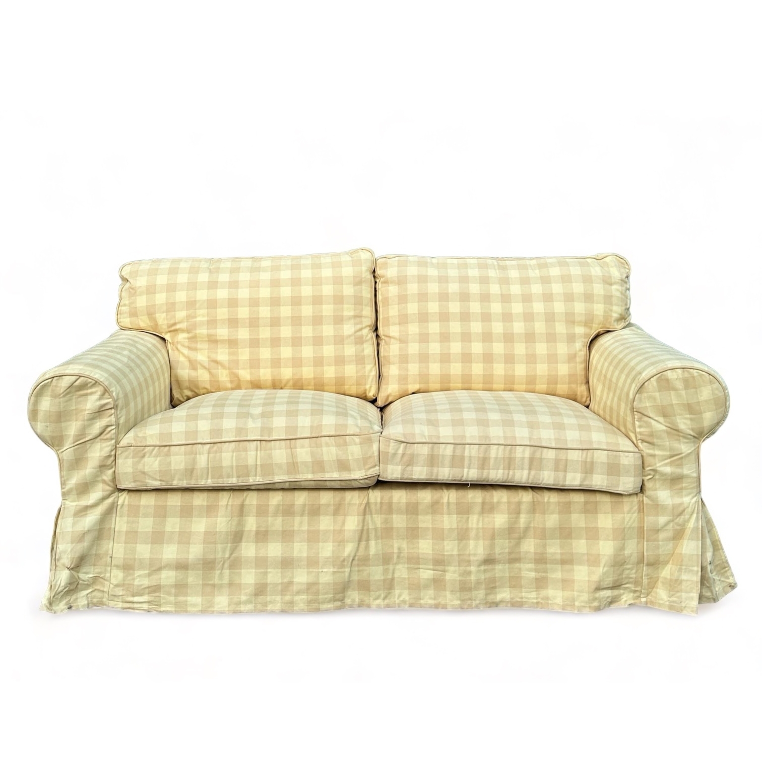 Диван 2-місний жовто-бежева клітинка SF2-024