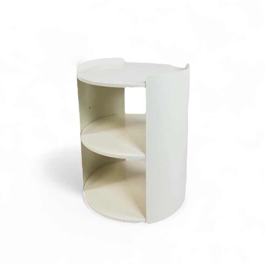 Приліжкова тумба / кавовий столик круглий білий з полицями TB-855