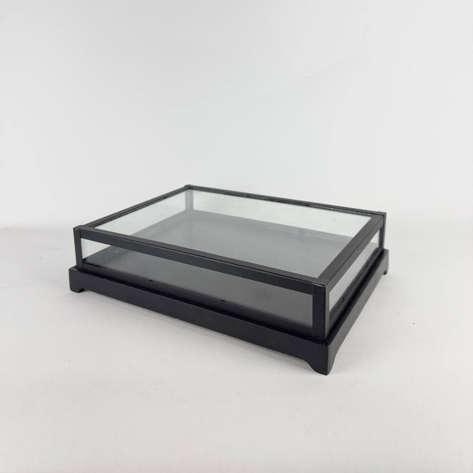 Вітринка для зберігання прикрас скло/метал чорний BX-130