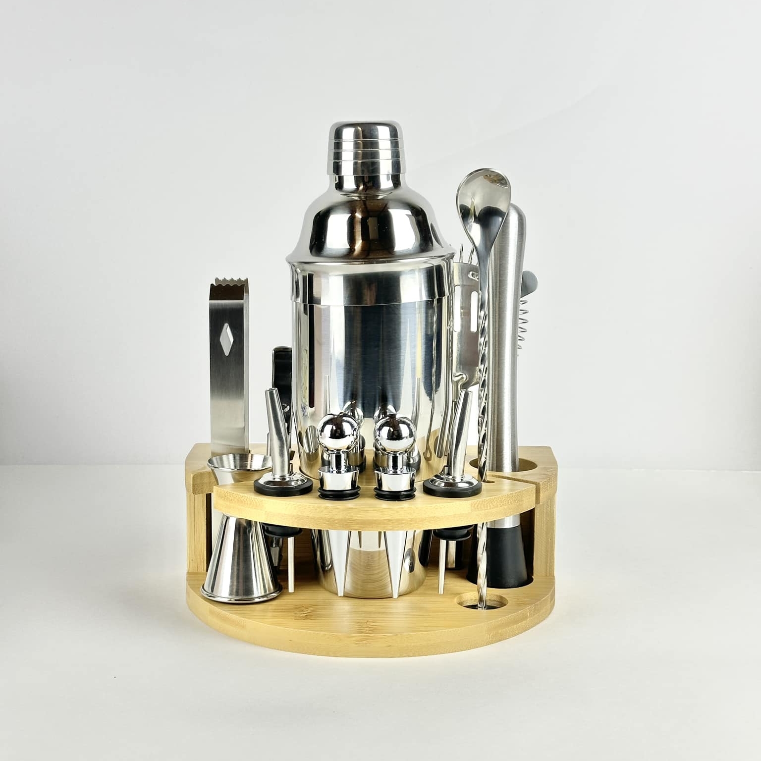 Набір для приготування коктейлів на підставці нерж сталь/дерево BB-066