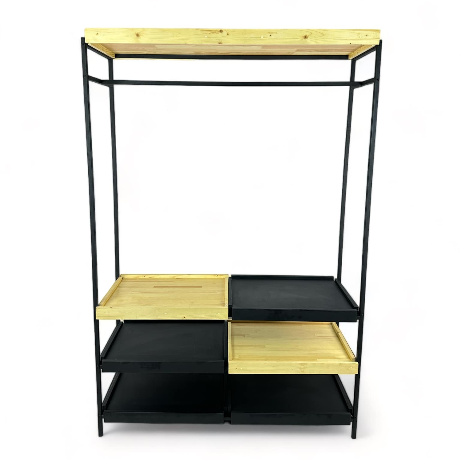 Стелаж / Стійка для одягу з полицями модульний метал/дерево SR-083