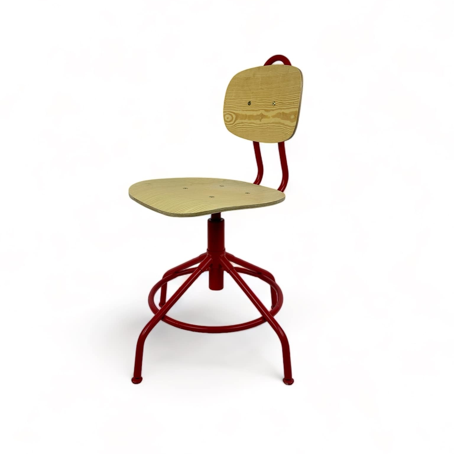 Стілець обертовий в індустріальному стилі червоний каркас дерево/метал ST-137