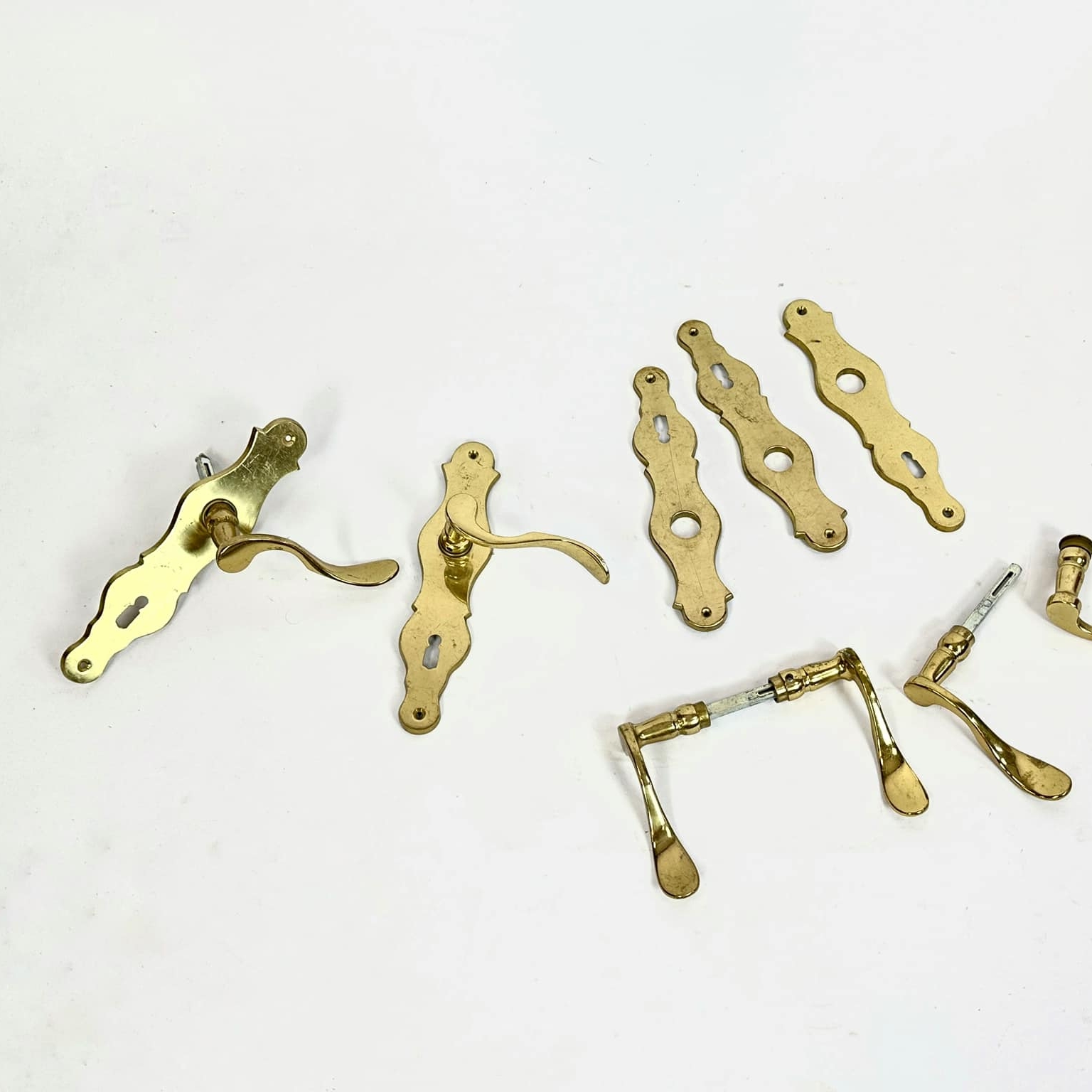 Комплект дверних ручок з накладками (2шт) латунь вінтаж