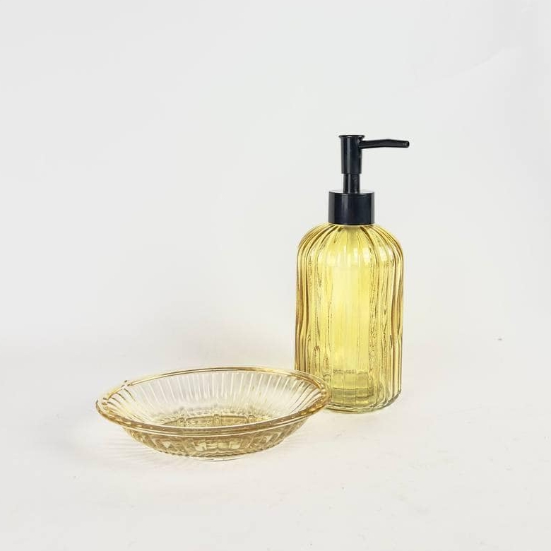 Диспенсер для мила / мильниця жовте рельєфне скло