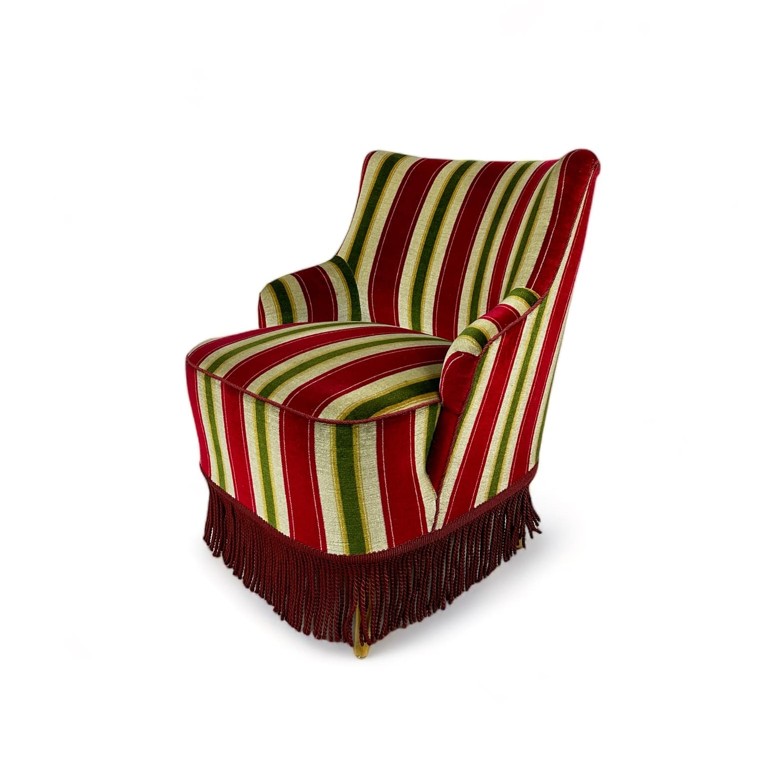 Крісло смуги бордо/зелений велюр вінтаж CH-159