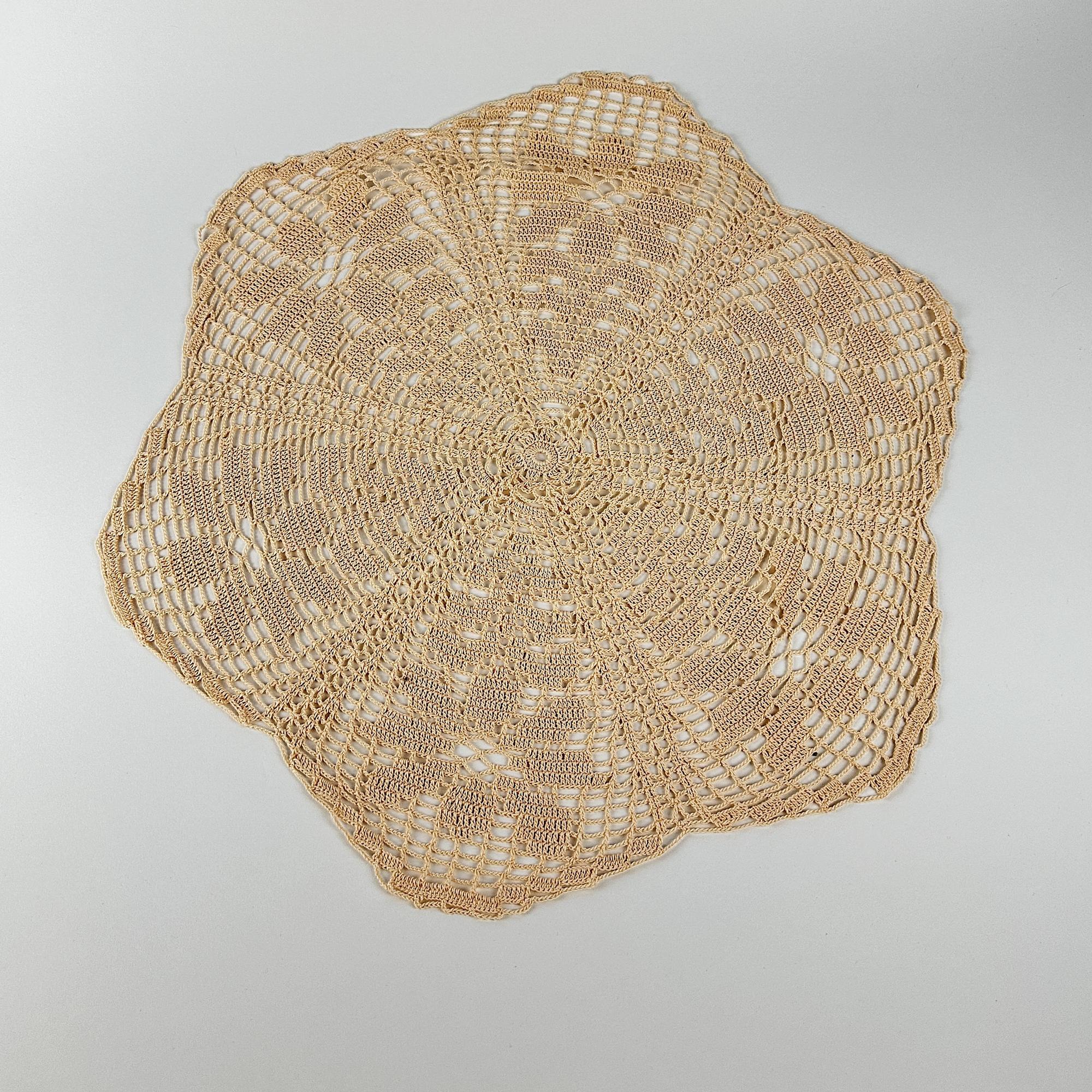 Серветка 6-кутна плетена гачком персикова вінтаж TT-210