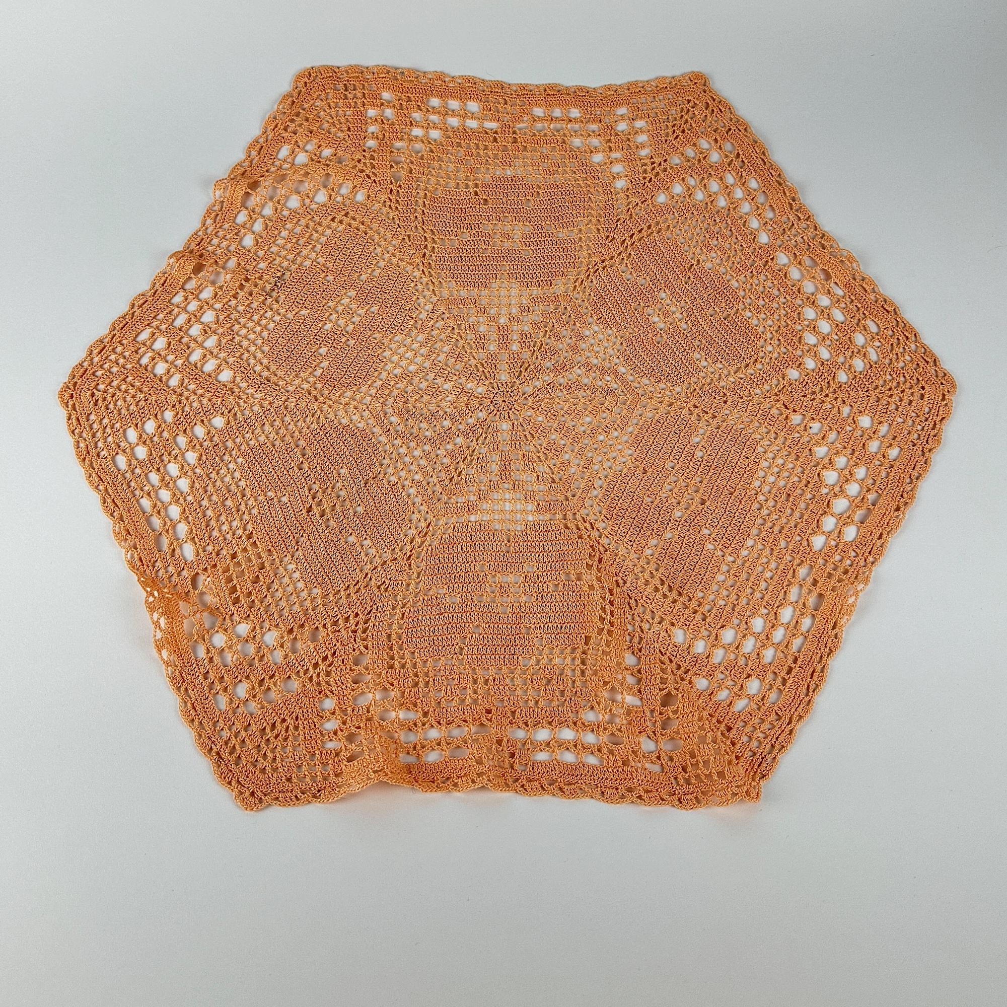 Серветка 6-кутна плетена гачком  оранж вінтаж TT-211