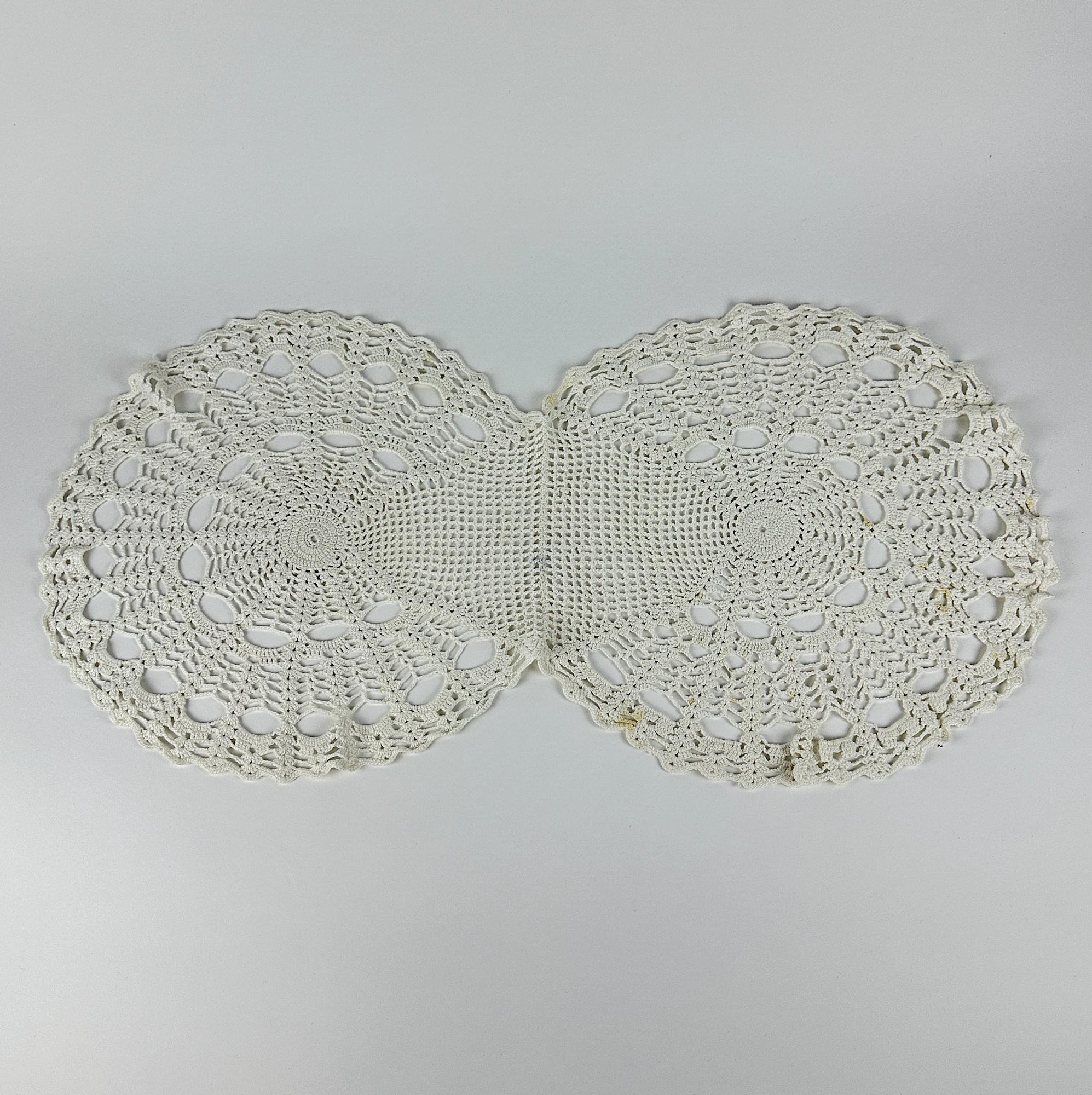 Серветка 8-форми біла плетена гачком вінтаж TT-216