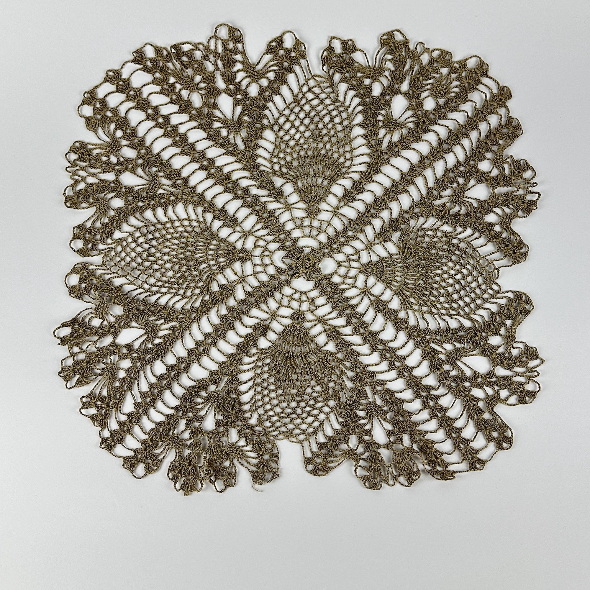 Серветка квадратна оливкова плетена гачком вінтаж TT-226