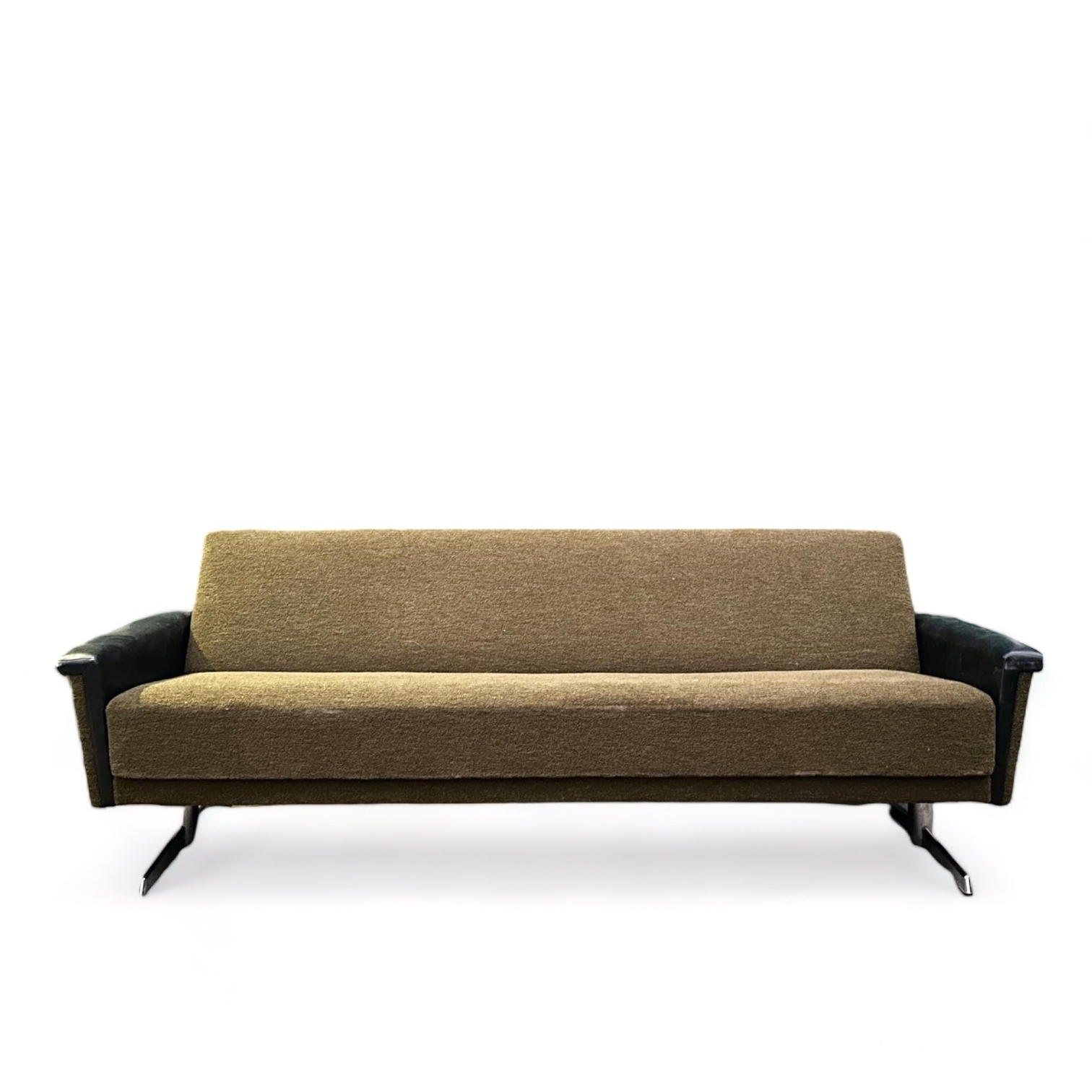 Диван 3-місний коричневий велюр/штучна шкіра вінтаж SF3-031