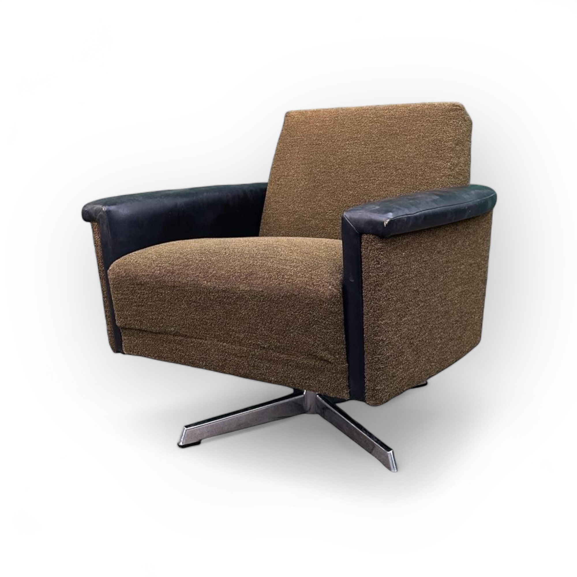 Крісло коричневе велюр/штучна шкіра вінтаж CH-161